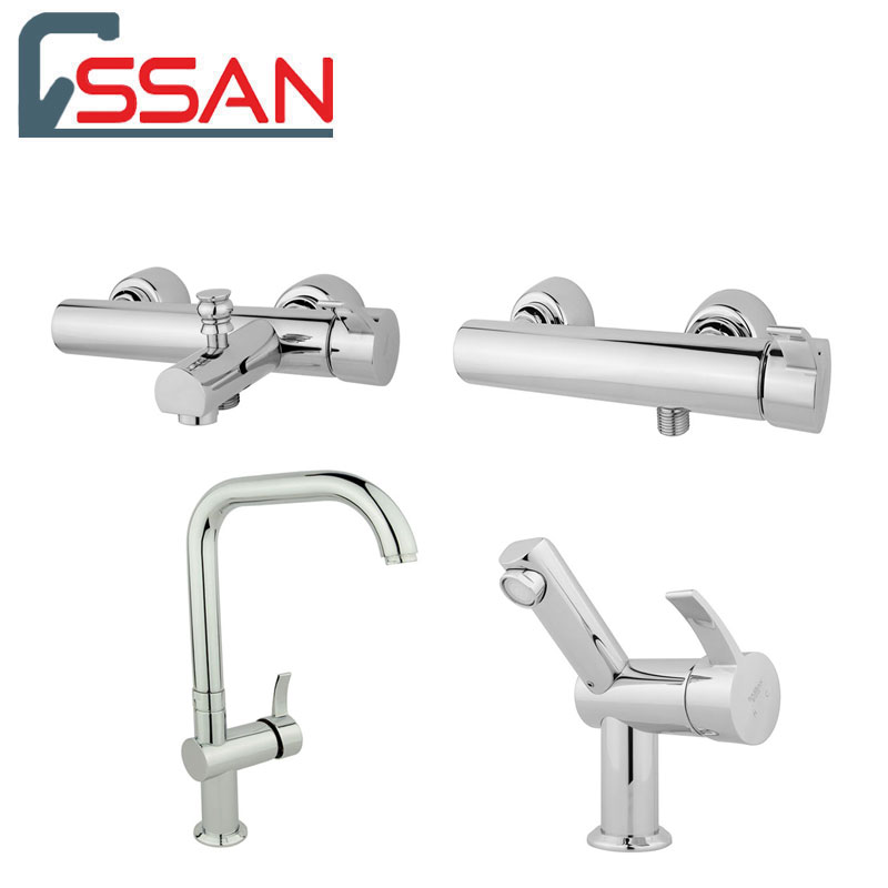 ست شیر مدل تندیس کروم راسان